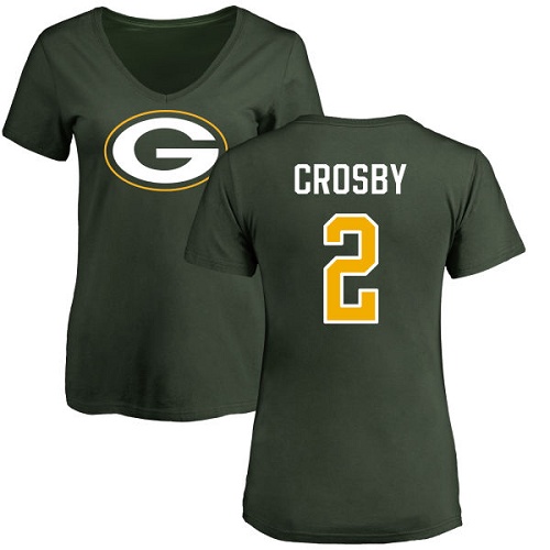 Green Bay Packers Green Women #2 Crosby Mason Name And Number Logo Nike NFL T Shirt->green bay packers->NFL Jersey